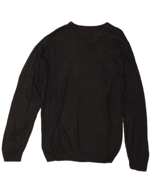 Marks & Spencer Mens V-Neck Jumper Sweater XL Black Acrylic