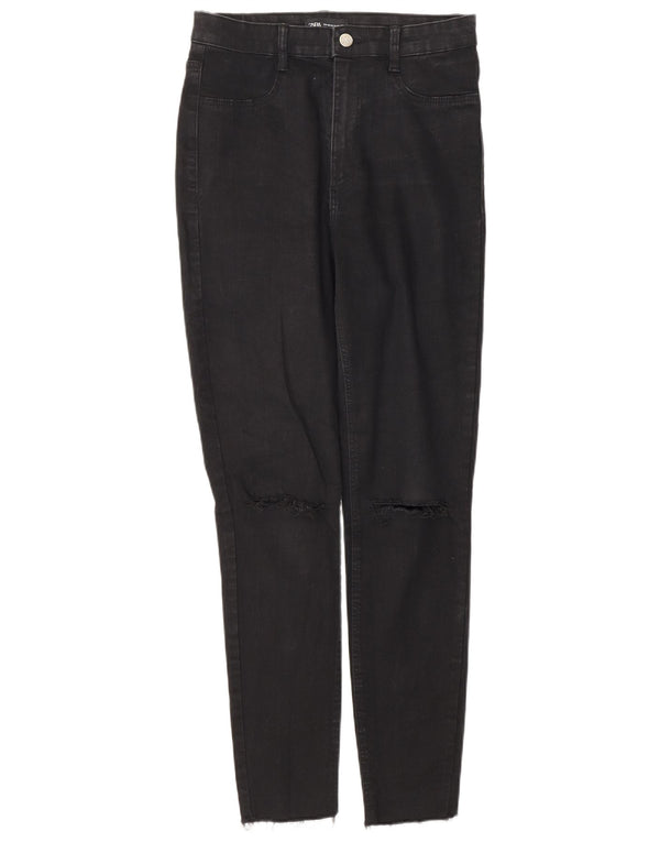 Zara Womens High Waist Distressed Skinny Jeans EU 40 Medium W30 L28 Black