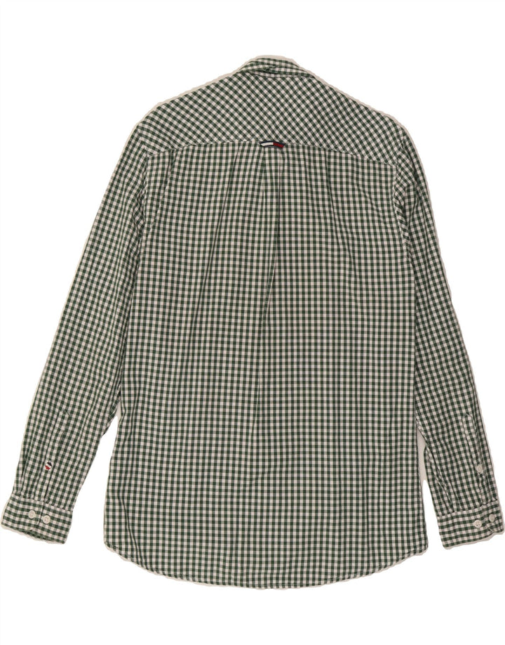 TOMMY HILFIGER Mens Regular Fit Shirt Large Green Gingham Cotton Vintage Tommy Hilfiger and Second-Hand Tommy Hilfiger from Messina Hembry 