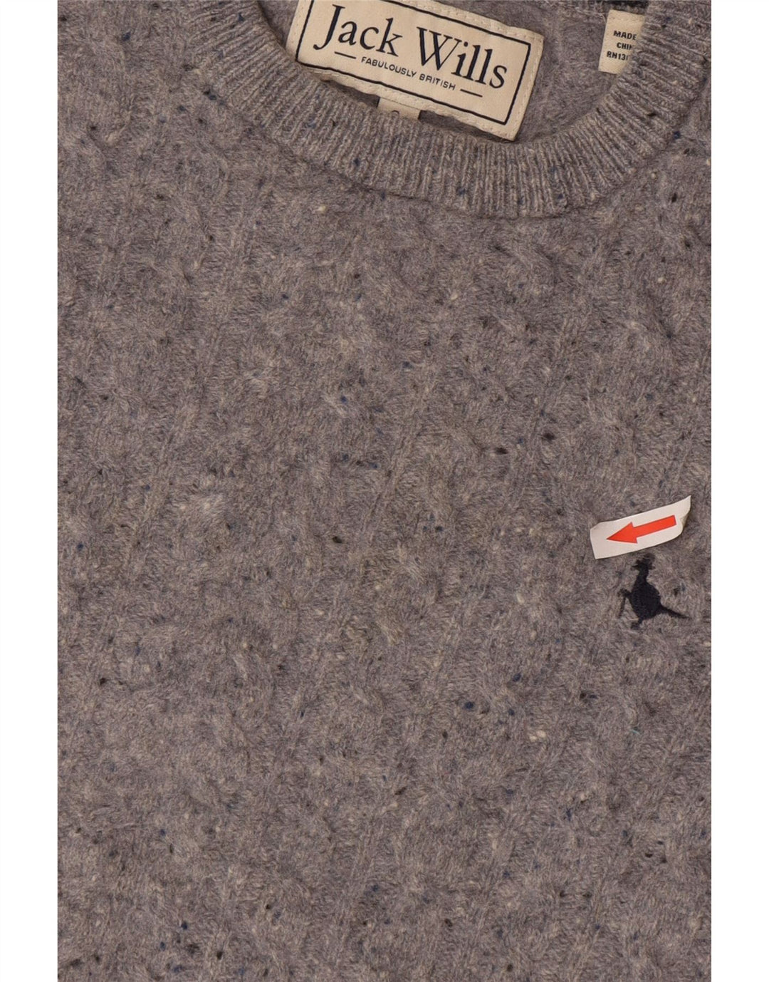 Jack Wills Herre Crew Neck Jumper Sweater Small Grey Flecked Wool