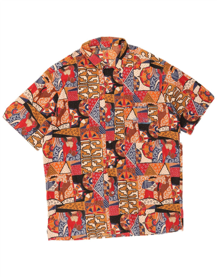 Ouragan Mens Abstract Pattern Short Sleeve Shirt IT 50 Medium Multicoloured