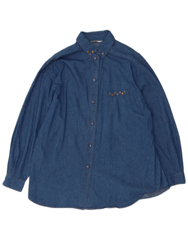 Hammer Womens Oversized Denim Shirt EU 46 XL Blue Cotton