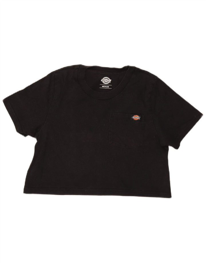 Dickies Womens Crop T-Shirt Top UK 12 Medium Black Cotton