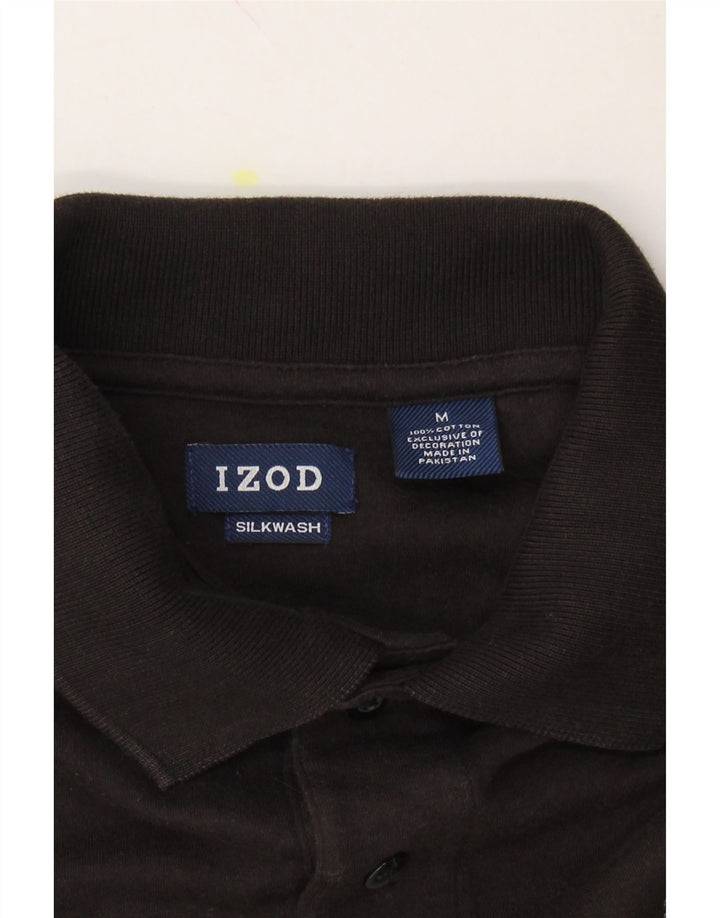 IZOD Mens Long Sleeve Polo Shirt Medium Black Cotton Vintage Izod and Second-Hand Izod from Messina Hembry 