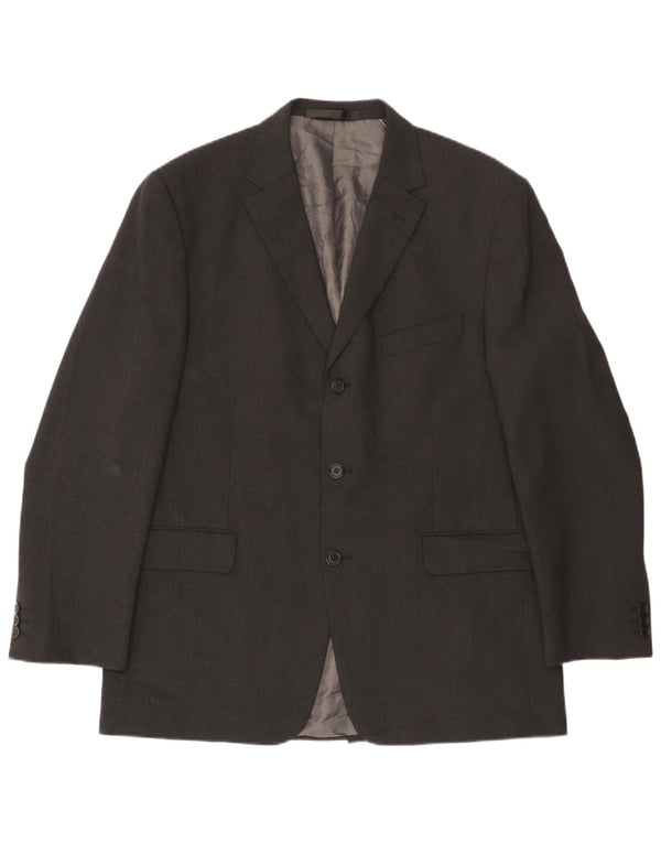 Marks & Spencer Mens 3 Button Blazer Jacket UK 42 Large Grey Polyester