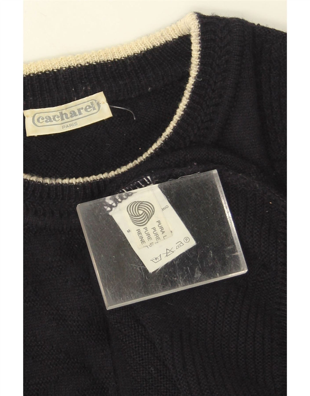 Cacharel Mens Crew Neck Jumper Sweater XL Navy Blue New Wool