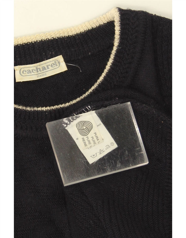 Cacharel Mens Crew Neck Jumper Sweater XL Navy Blue New Wool