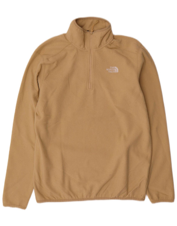 The North Face Mens Zip Neck Fleece Jumper Medium Beige Polyester