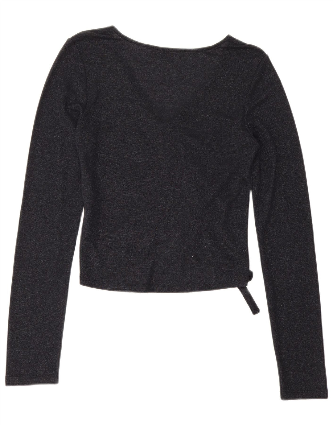 Top corto da donna All Saints a maniche lunghe UK 12 viscosa blu navy medio