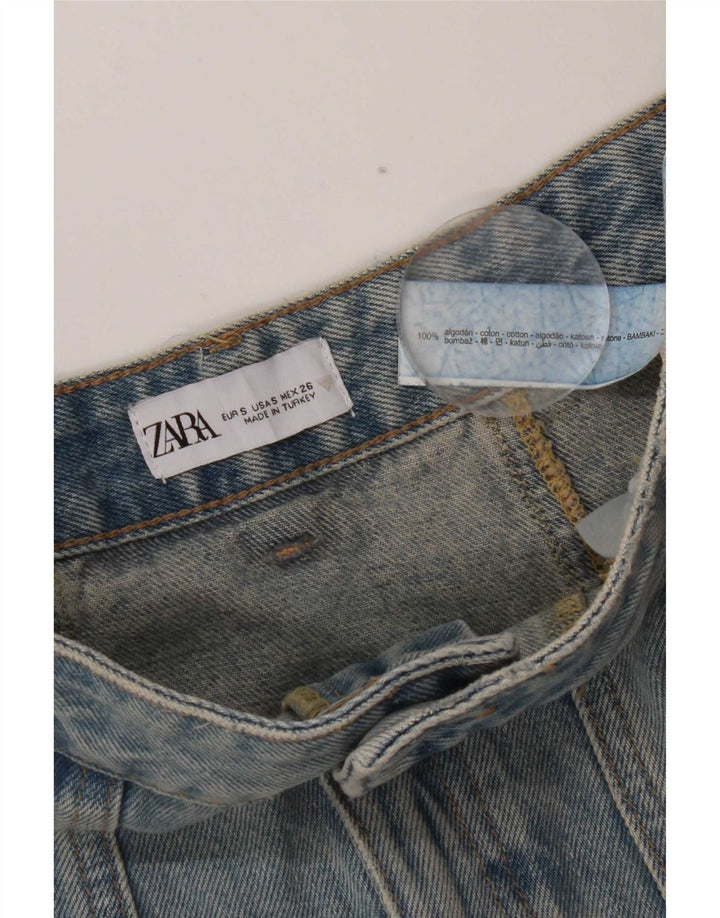 Zara Womens Mini Denim Skirt Small W26  Blue Cotton