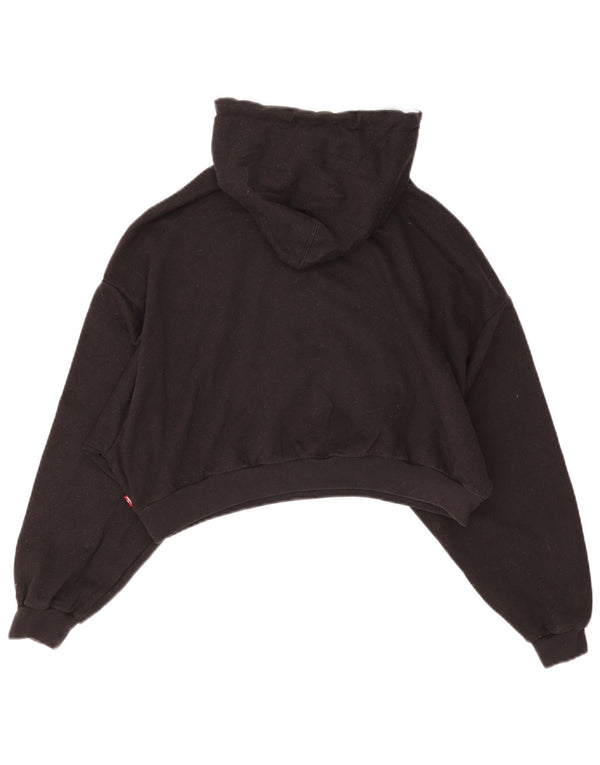 Levi's Womens Graphic Crop Hoodie Jumper UK 16 Large Black Cotton