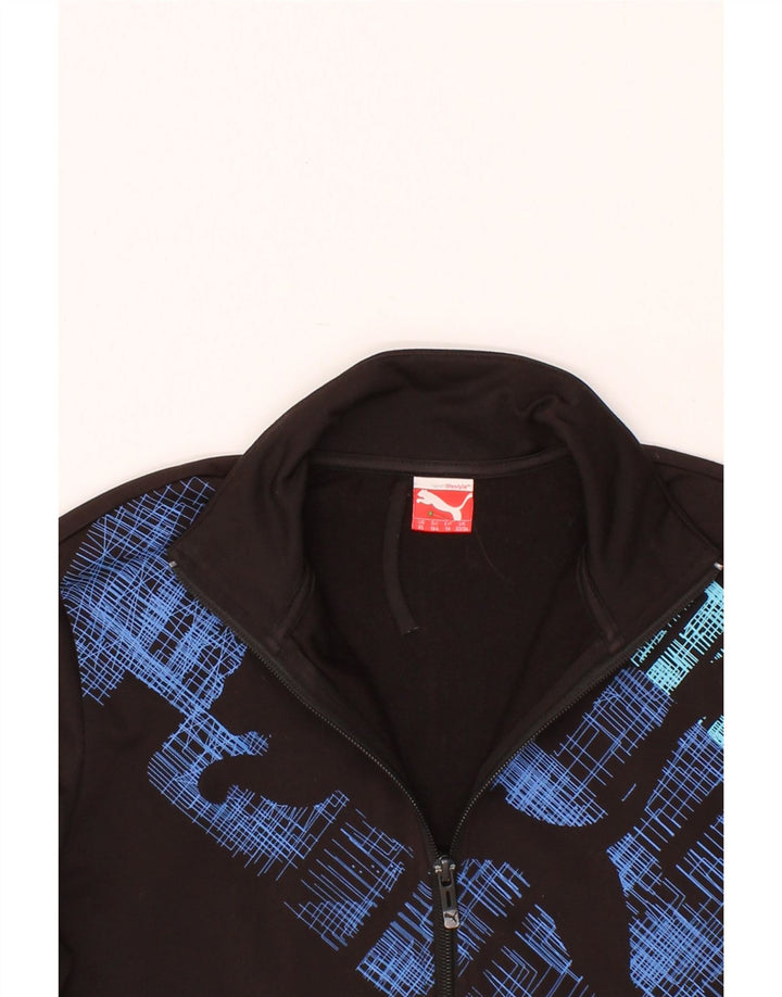 PUMA Boys Graphic Tracksuit Top Jacket 13-14 Years XL Black Polyester Vintage Puma and Second-Hand Puma from Messina Hembry 