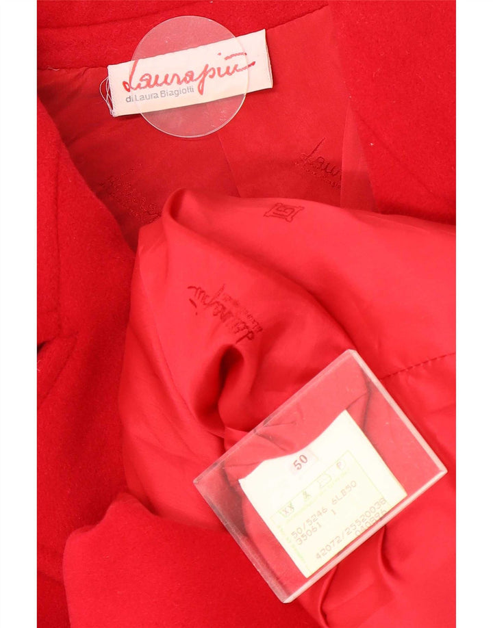 Laura Biagiotti Dame Oversized Dobbeltradet Frakke IT 50 XL Rød Uld