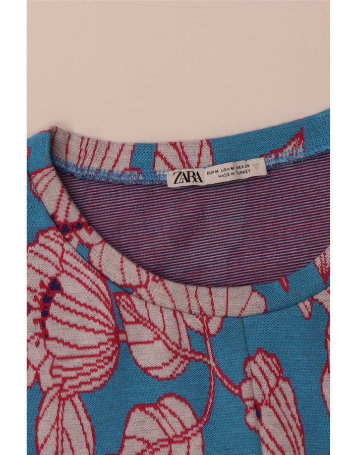 Abito basic da donna Zara UK 12 blu medio floreale