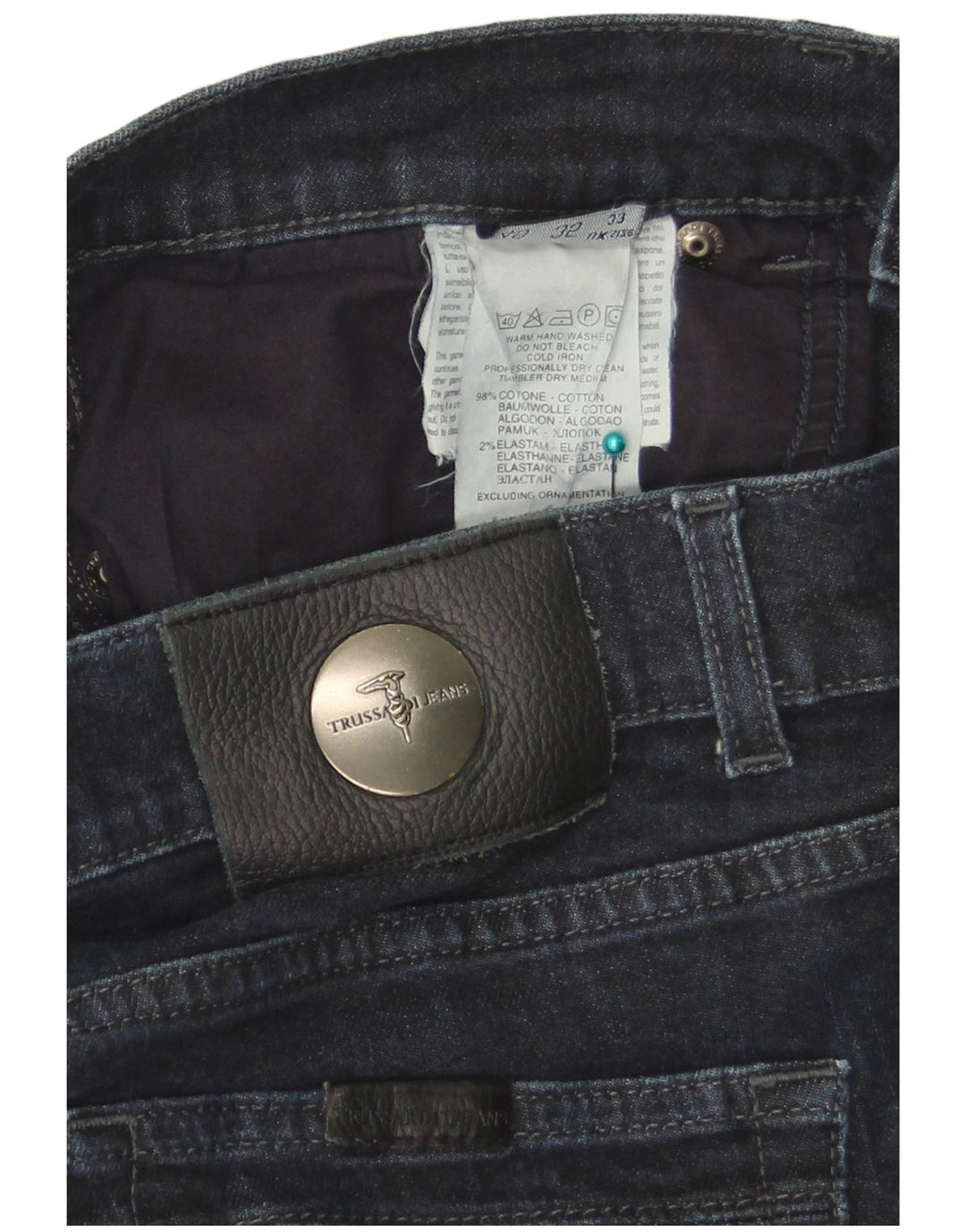 Trussardi Womens Straight Jeans W33 L29 Navy Blue Cotton
