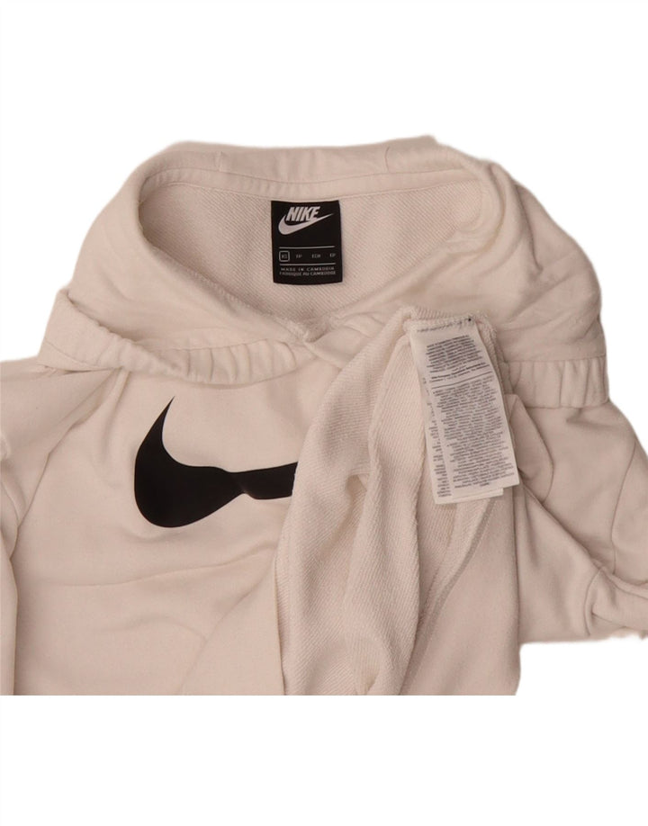 NIKE Womens Oversized Graphic Hoodie Jumper UK 6 XS White Cotton Vintage Nike and Second-Hand Nike from Messina Hembry 