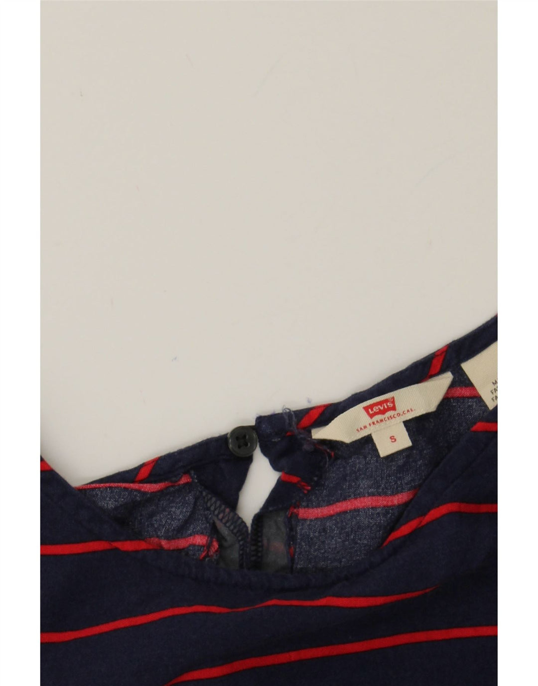 LEVI'S Womens T-Shirt Top UK 10 Small Navy Blue Striped Vintage Levi's and Second-Hand Levi's from Messina Hembry 