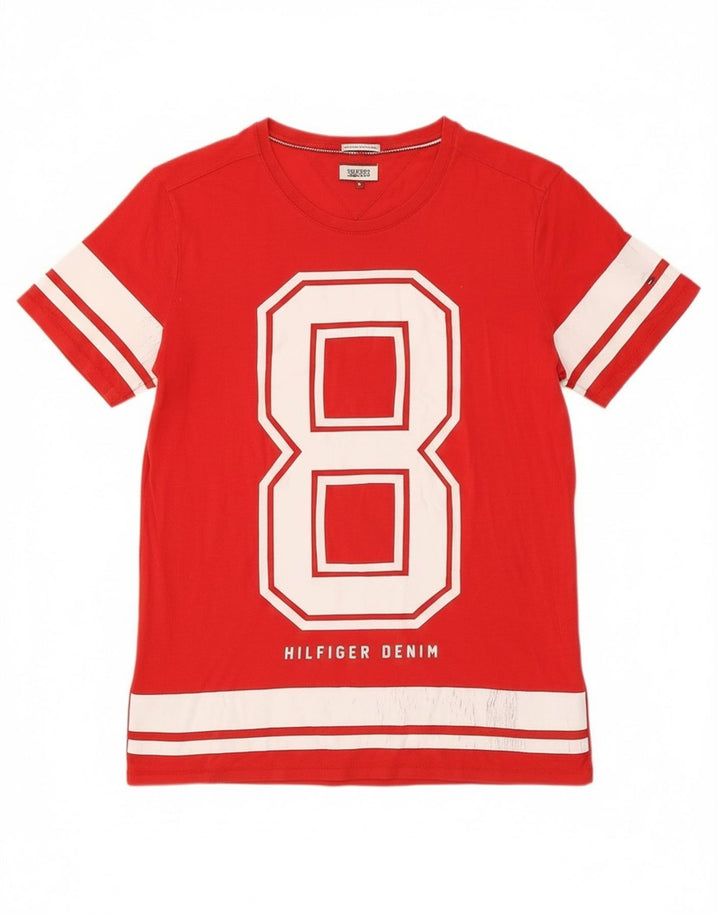 Tommy Hilfiger Mens Graphic T-Shirt Top Medium Red Cotton