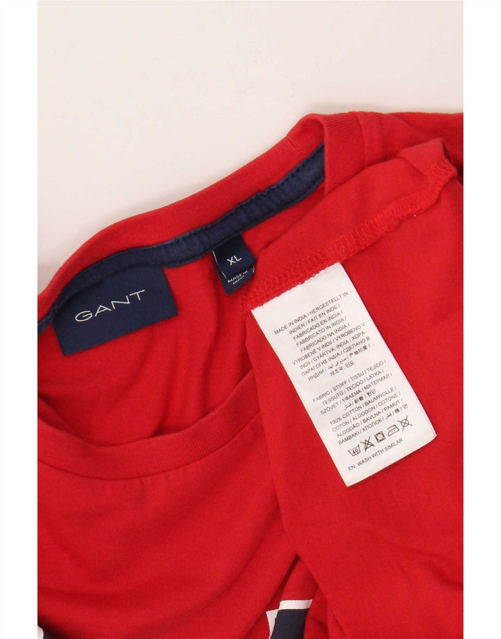 Gant Mens Graphic T-Shirt Top XL Red Cotton