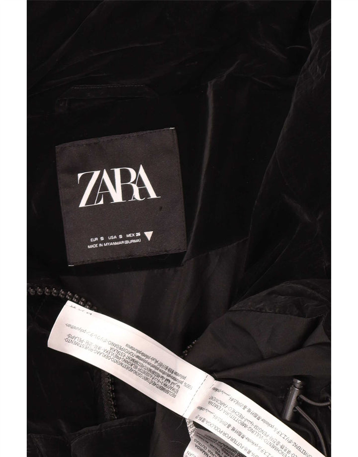 Zara Mujer Chaqueta Acolchada Extragrande UK 10 Small Poliuretano Negro