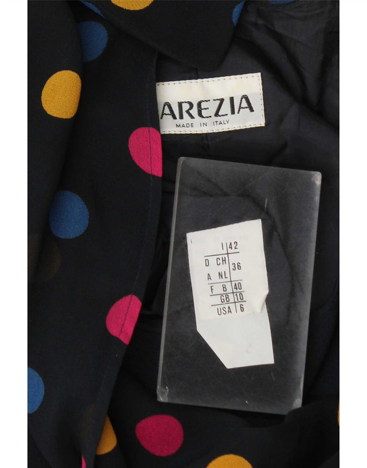 Arezia Womens Front Tie Sheath Dress UK 10 Small Navy Blue Spotted