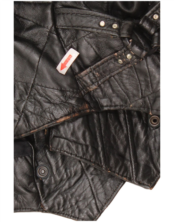 Vintage kvinde bomber læderjakke UK 12 Medium sort læder