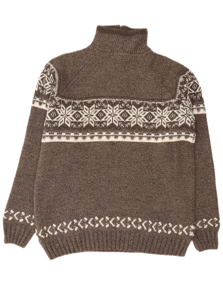 Canda Mens Zip Neck Jumper Sweater 2XL Grey Fair Isle Acrylic