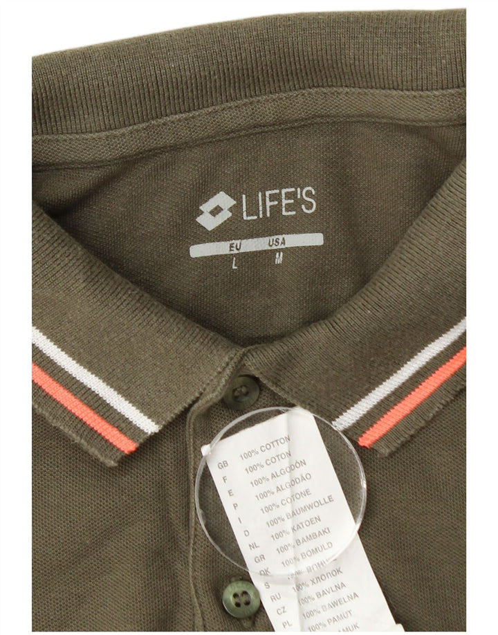 Lotto Mens Life's Polo Shirt Medium Khaki Cotton