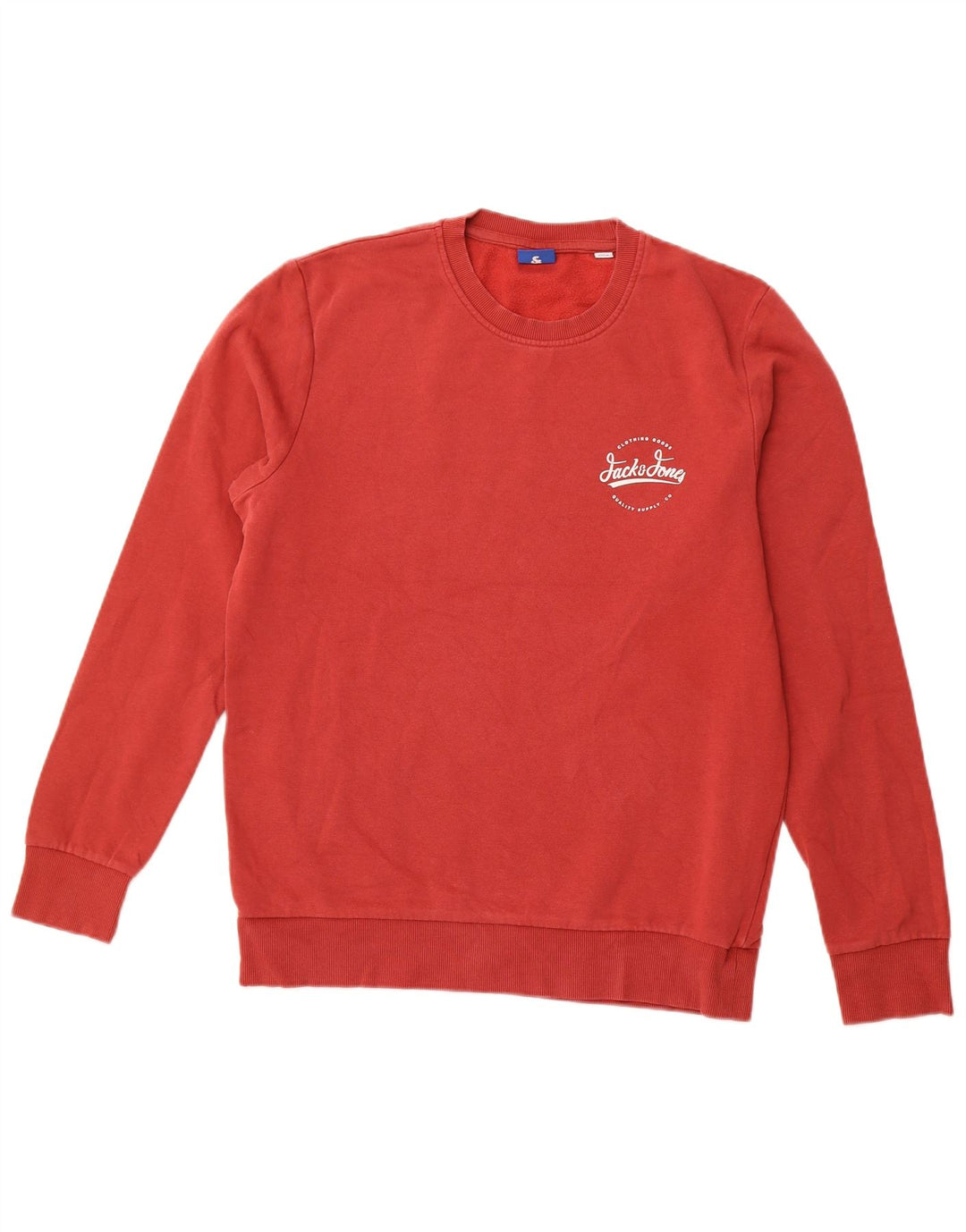 JACK & JONES Mens Sweatshirt Jumper Large Burgundy Cotton
