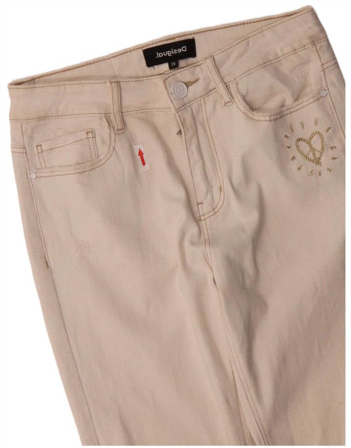 DESIGUAL Womens Slim Jeans W28 L27 Off White Cotton