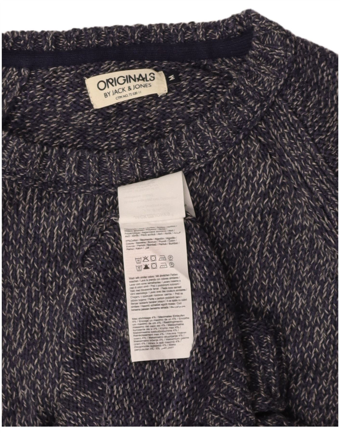JACK & JONES Mens Boat Neck Jumper Sweater Medium Navy Blue Flecked