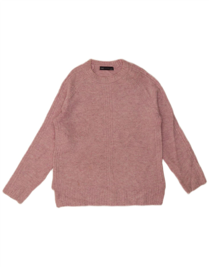 Marks & Spencer Damen-Pullover mit Rundhalsausschnitt, klein, rosa meliert, Acryl