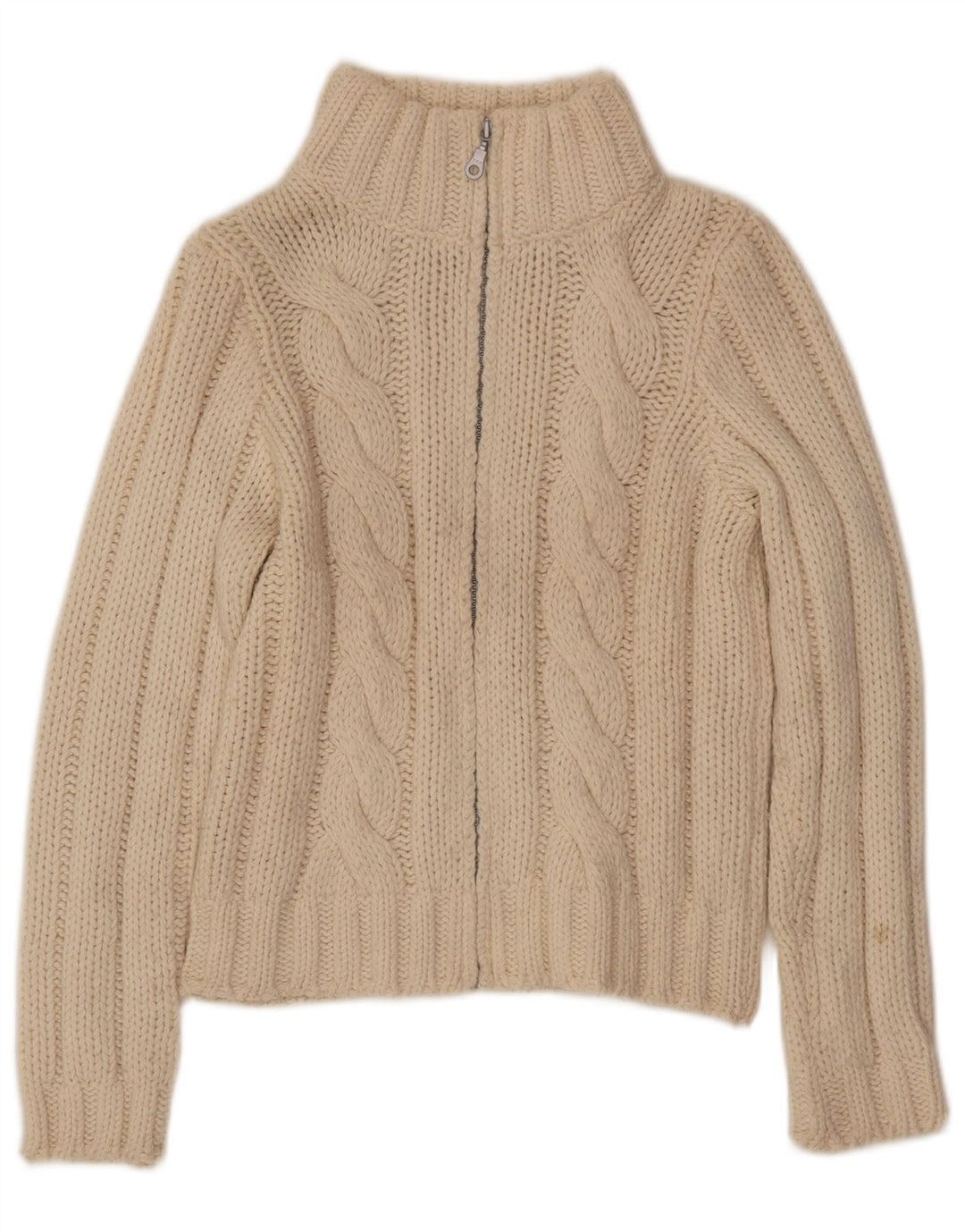 Benetton Dame Cardigan Sweater UK 14 Large Off White Uld