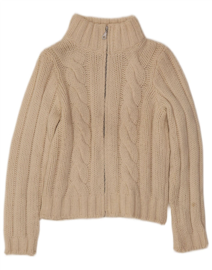 Benetton Dame Cardigan Sweater UK 14 Large Off White Uld
