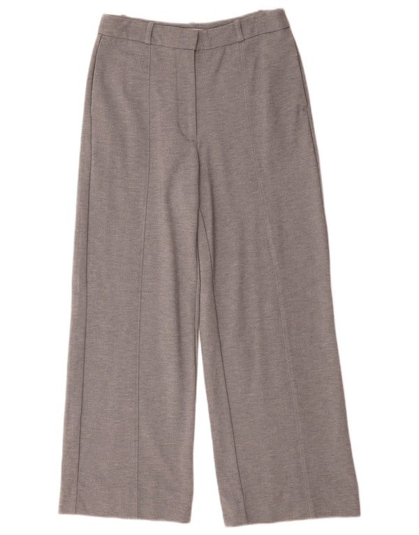 Jaeger Womens High Waist Wide Leg Trousers UK 10 Small W28 L28 Grey Viscose