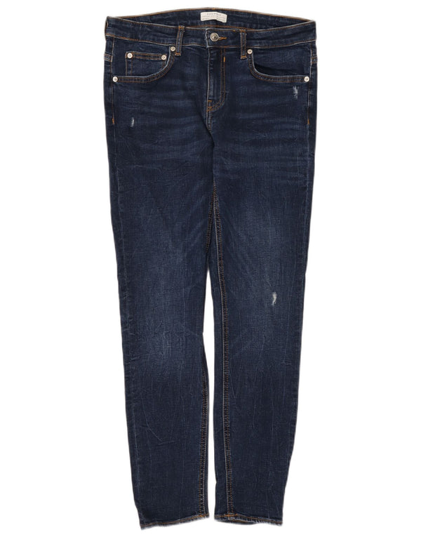 Zara Jeans Ajustados Desgastados para Mujer EU 40 Medium W30 L28 Azul