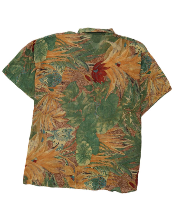 Camicia pullover vintage a maniche corte da uomo IT 54 XL floreale multicolore