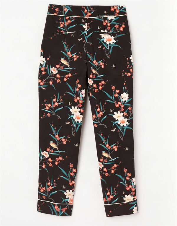 Oasis Pantalon court slim pour femme UK 8 Small W28 L26 Noir Floral