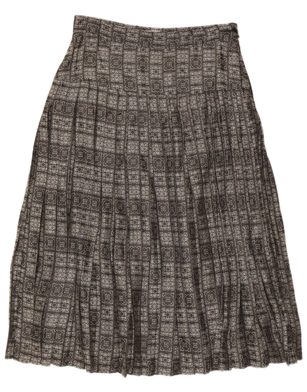 Vintage Womens Pleated A-Line Skirt IT 44 Medium W28 Grey Geometric Acetate