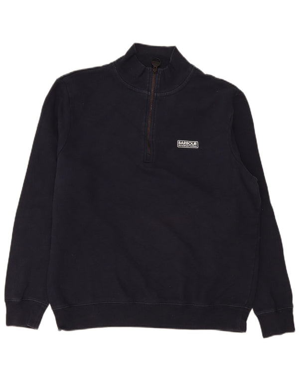 Barbour Damen-Sweatshirt mit Reißverschluss am Hals, UK 16, Größe L, Marineblau, Baumwolle