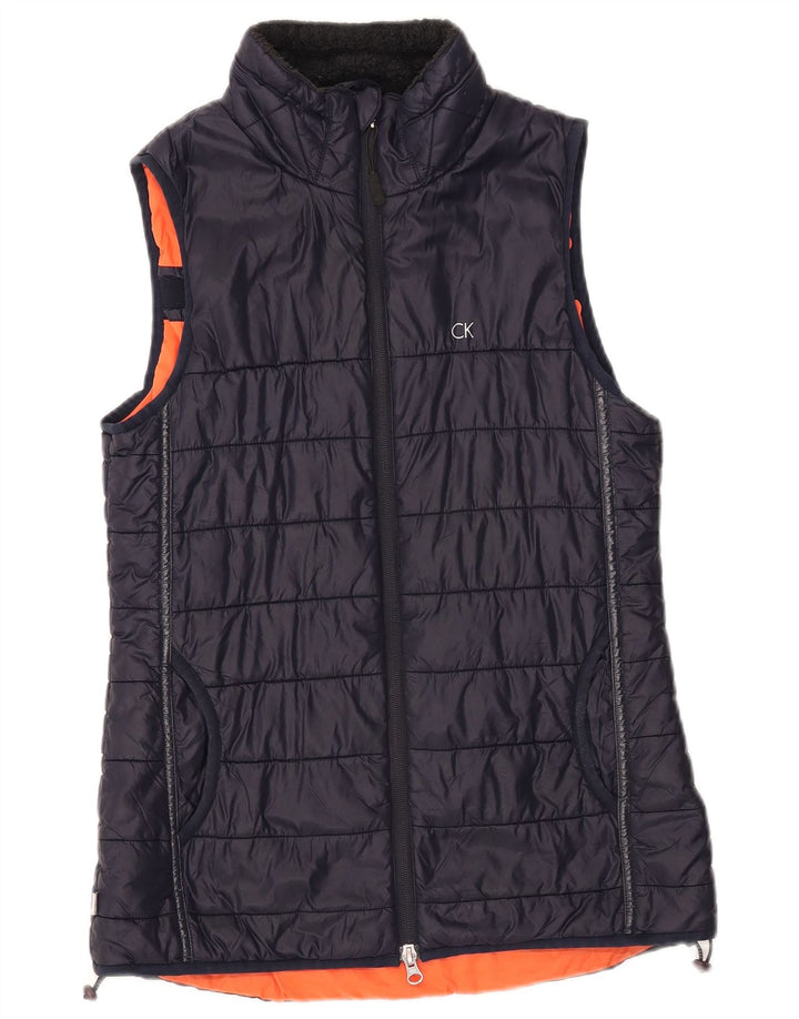 Calvin Klein Womens Gilet UK 10 Small Navy Blue Nylon