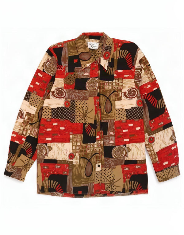 Deni-Cler grafisk skjorte til kvinder UK 18 XL Flerfarvet geometrisk polyester