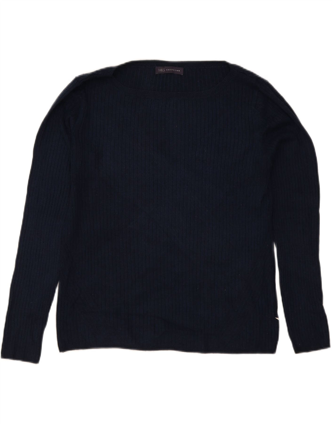 Marks & Spencer Womens Boat Neck Jumper Sweater UK 12 Medium Navy Blue