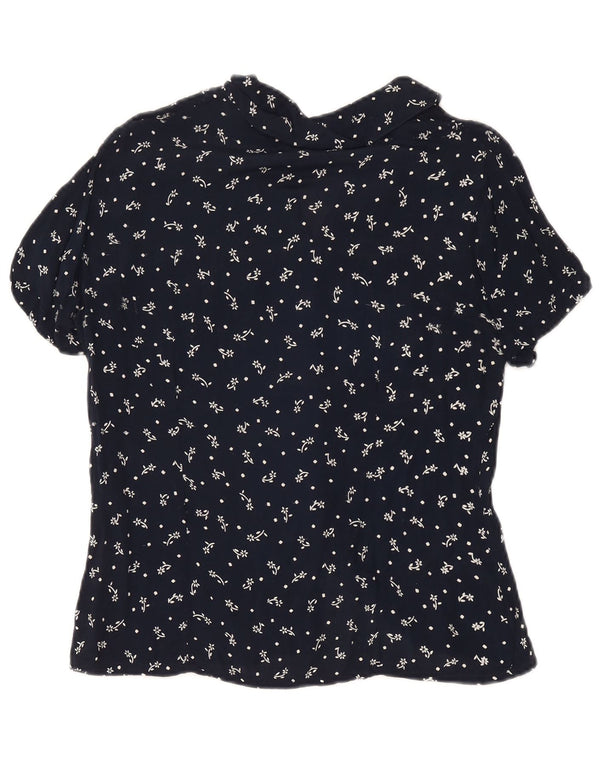 Bluză cămașă cu mânecă scurtă pentru femei Express IT 44 Medium Bleumarin Floral