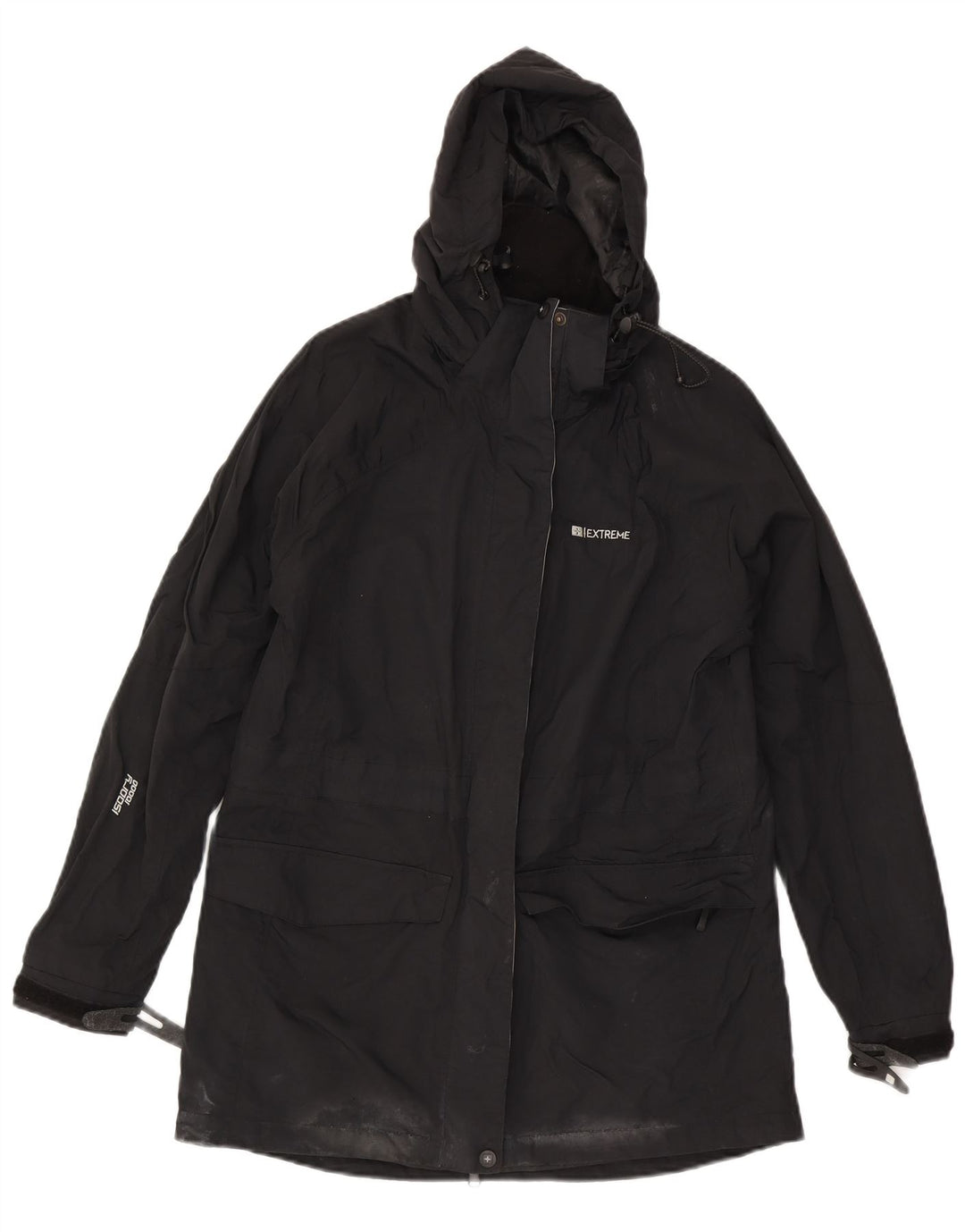 Damski płaszcz przeciwdeszczowy z kapturem Mountain Warehouse UK 12, średni czarny nylon