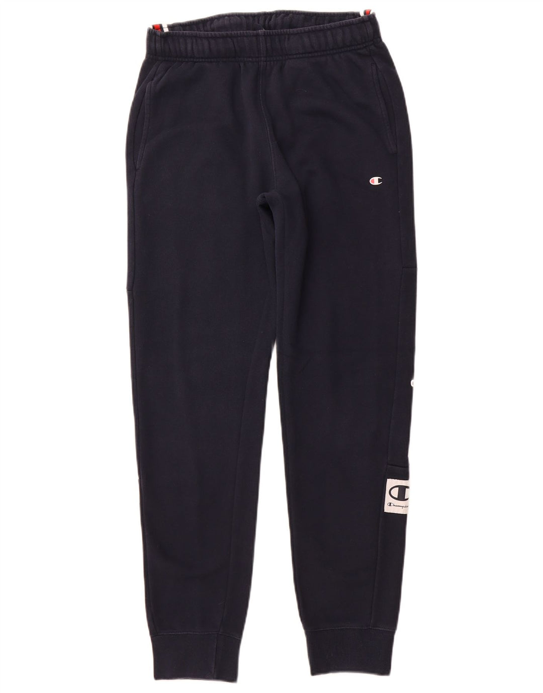CHAMPION Mens Graphic Tracksuit Trousers Joggers Small Navy Blue