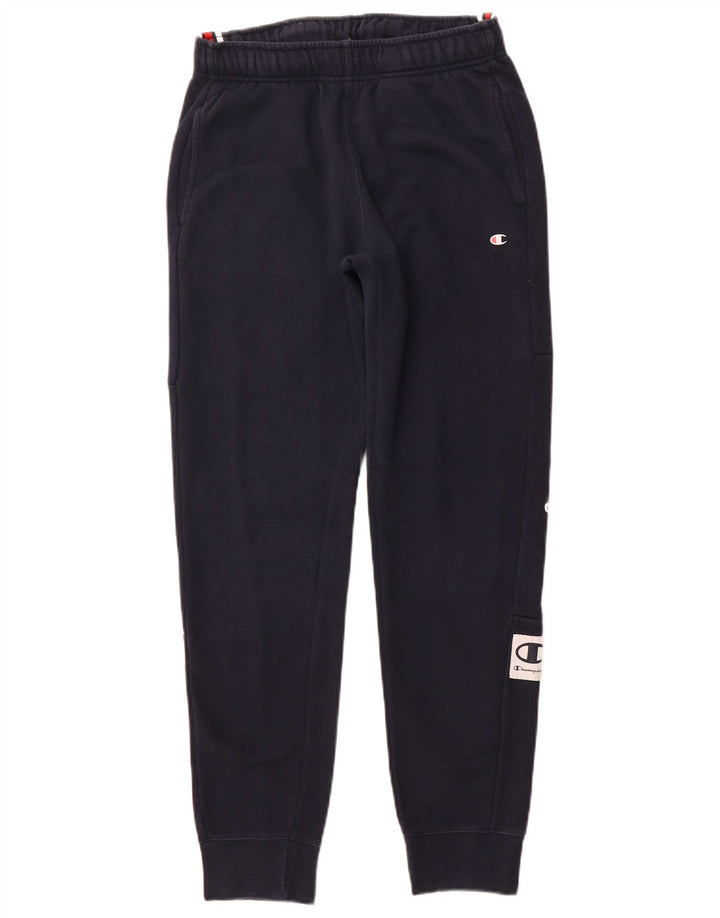 CHAMPION Mens Graphic Tracksuit Trousers Joggers Small Navy Blue