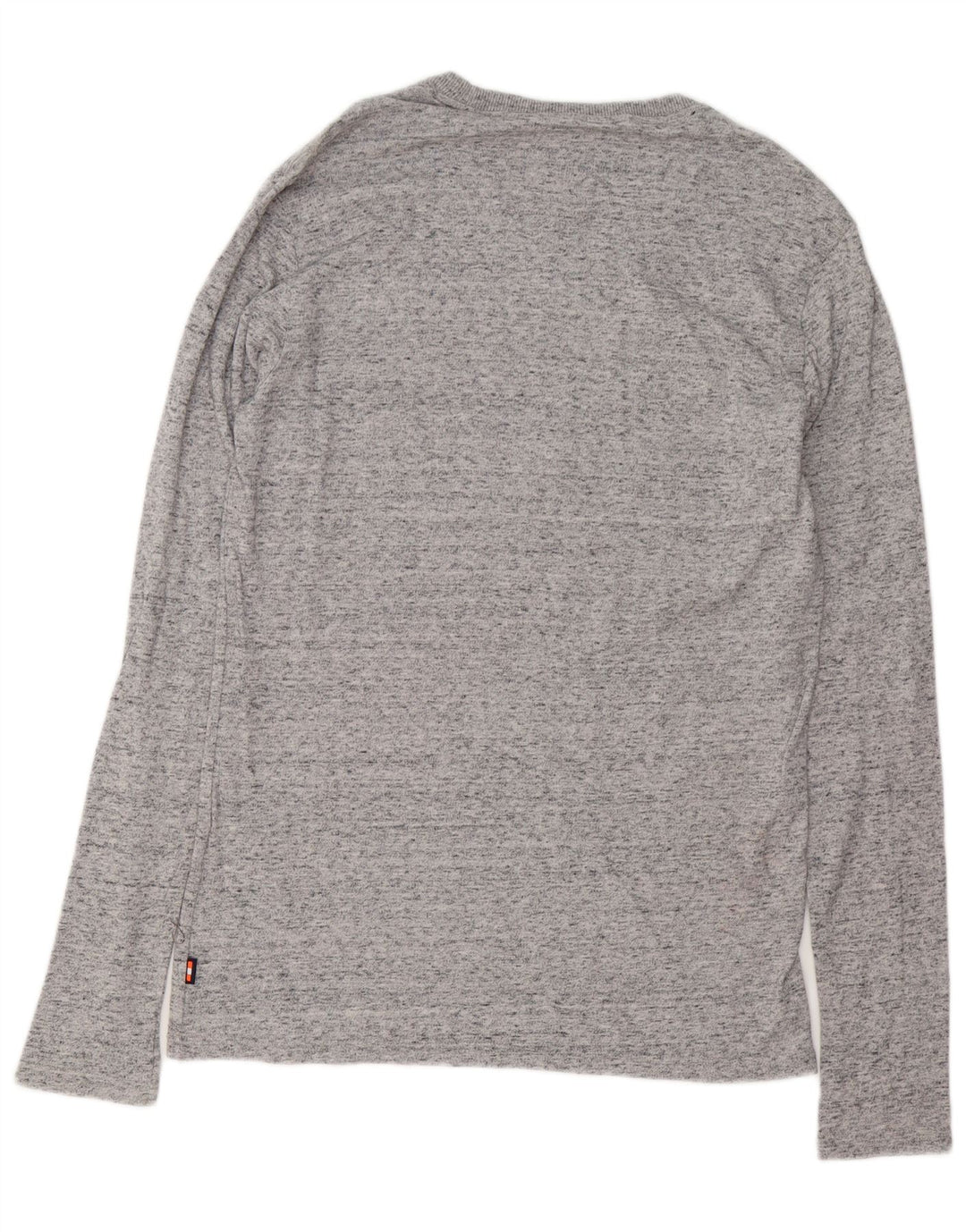 SUPERDRY Top grafico da uomo a maniche lunghe in cotone chiazzato grigio grande