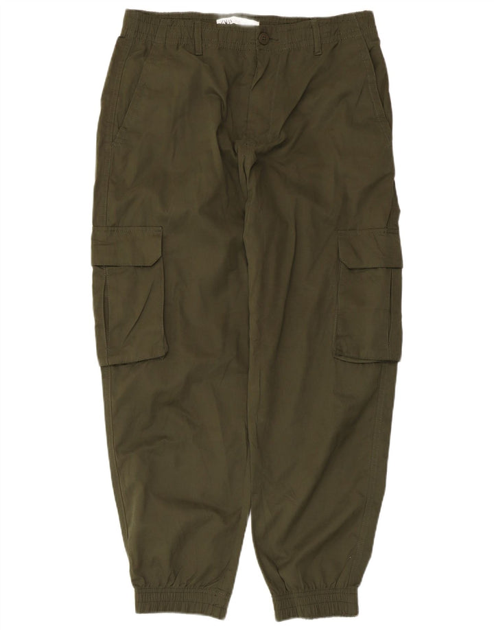 Zara Womens Crop Joggers Cargo Trousers Medium W31 L25 Khaki