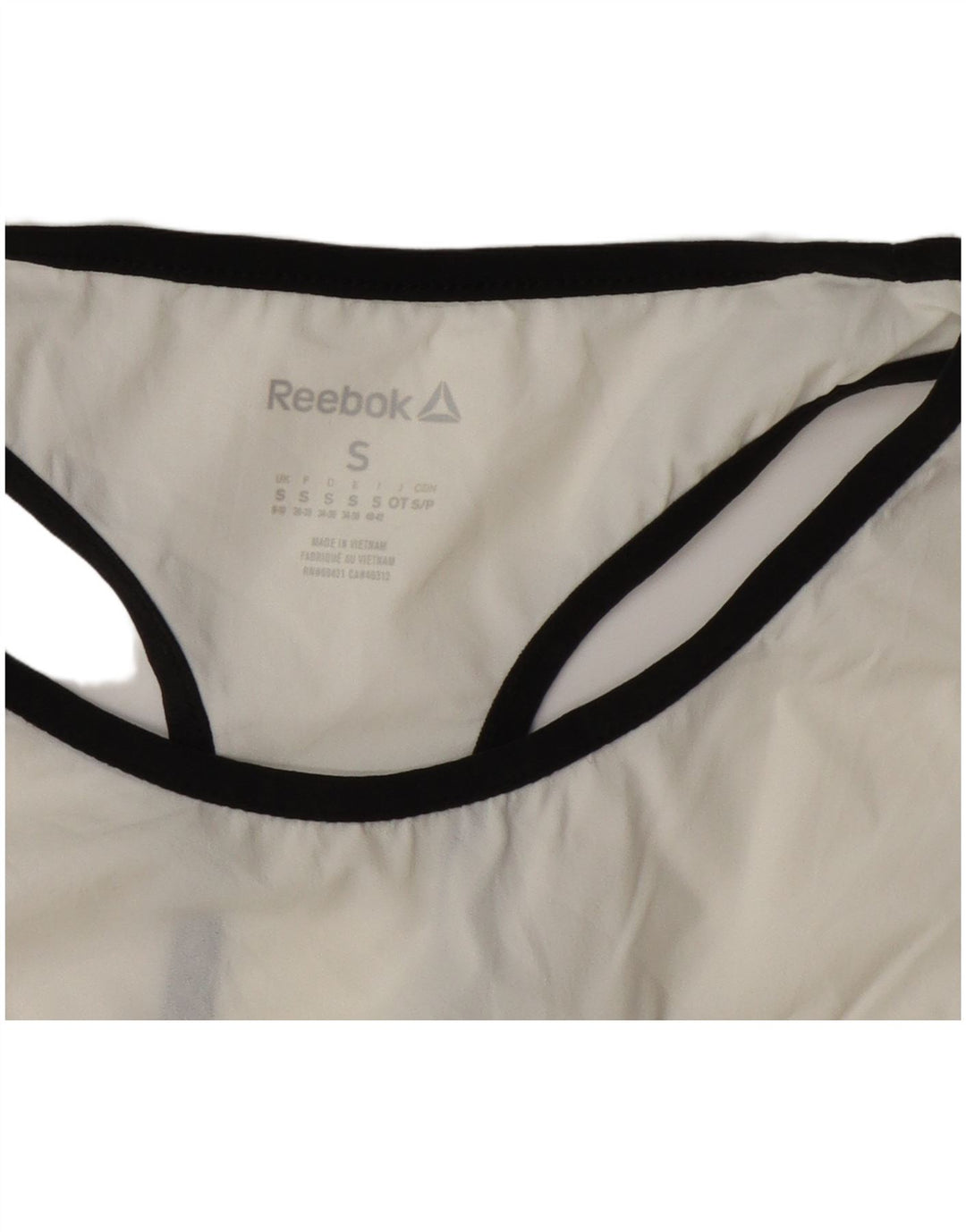 Canottiera grafica Reebok da donna UK 8/10 Small Bianca